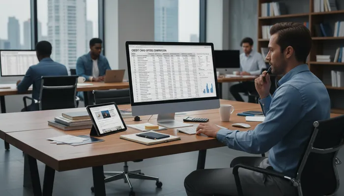 Expert team analyzing business credit card rewards and benefits