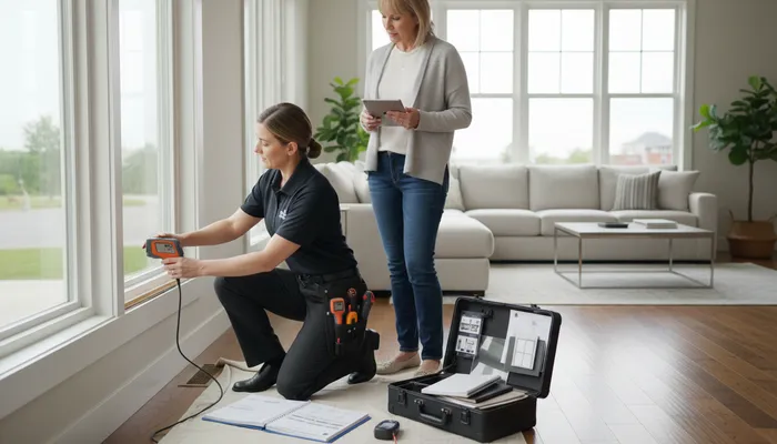 Expert evaluating window replacement options