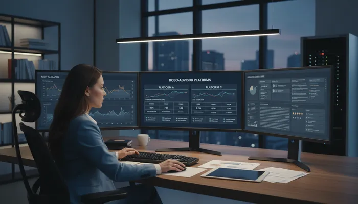 Expert team analyzing robo-advisor platforms