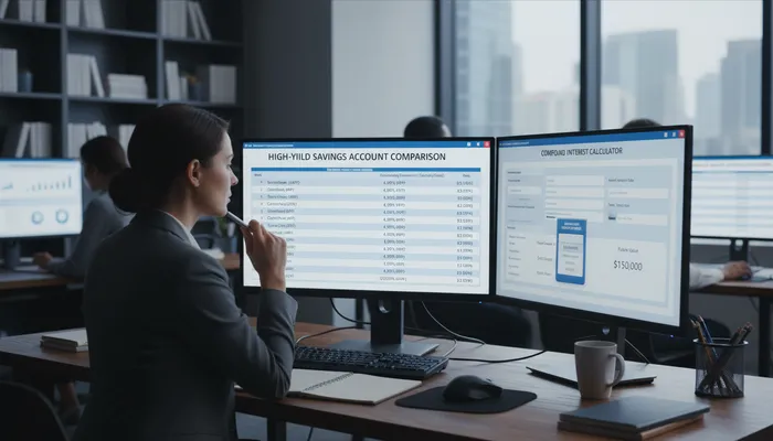 Expert team analyzing savings account options