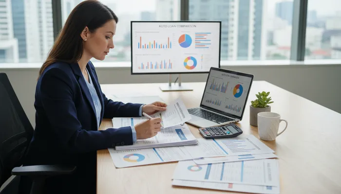 Expert team analyzing auto refinance options