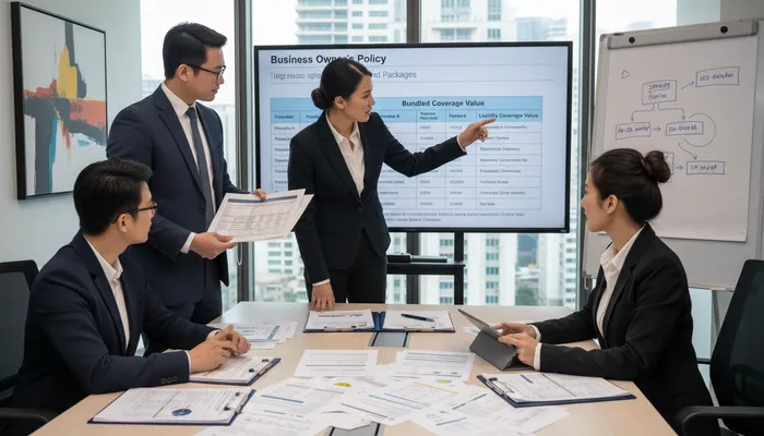 Expert team evaluating Business Owners Policy insurance