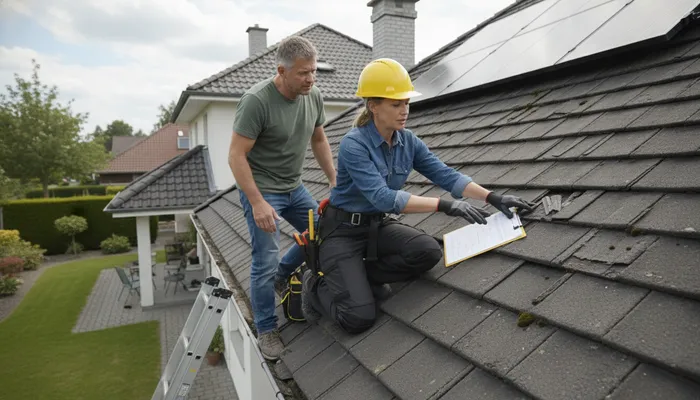 Expert evaluating roofing company quality