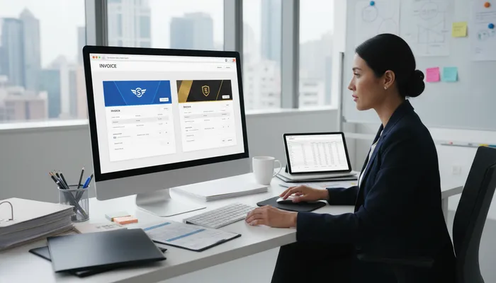 Expert team analyzing invoice templates and designs