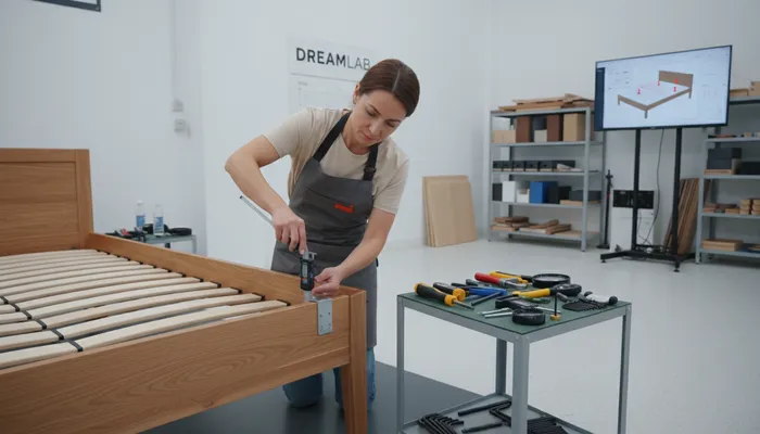 Expert team evaluating bed frame quality